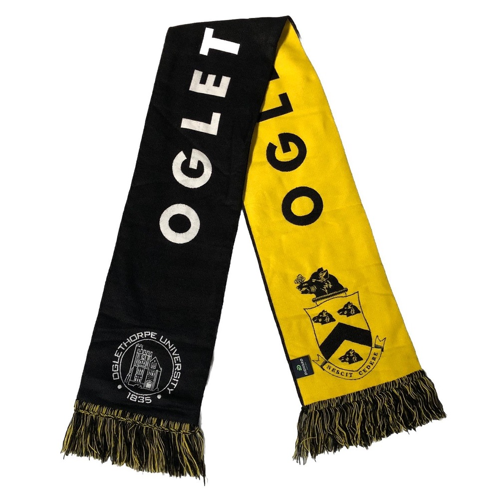 Diehard Custom Oglethorpe University Scarf Unisex OS Black Yellow Collegiate SEO